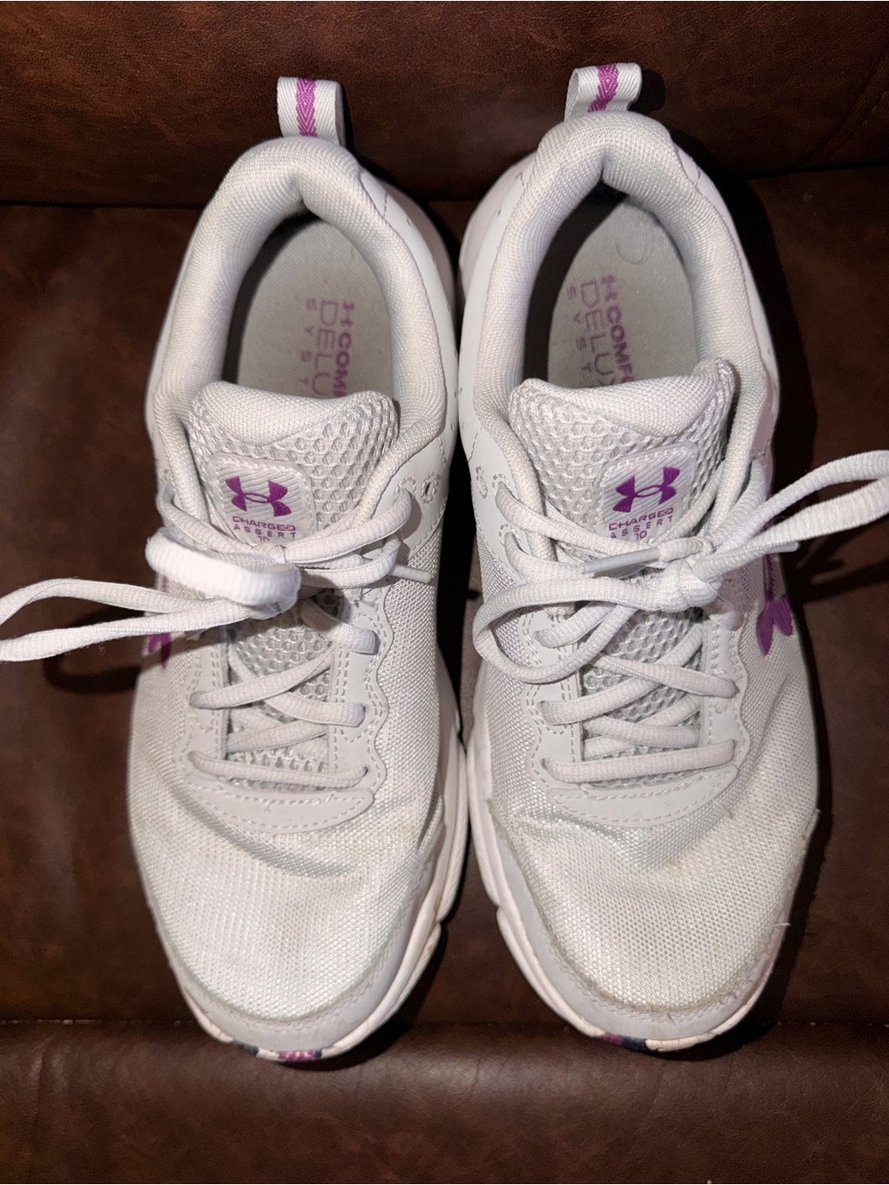 Under Armour White Athletic Sneakers with Purple Accents
